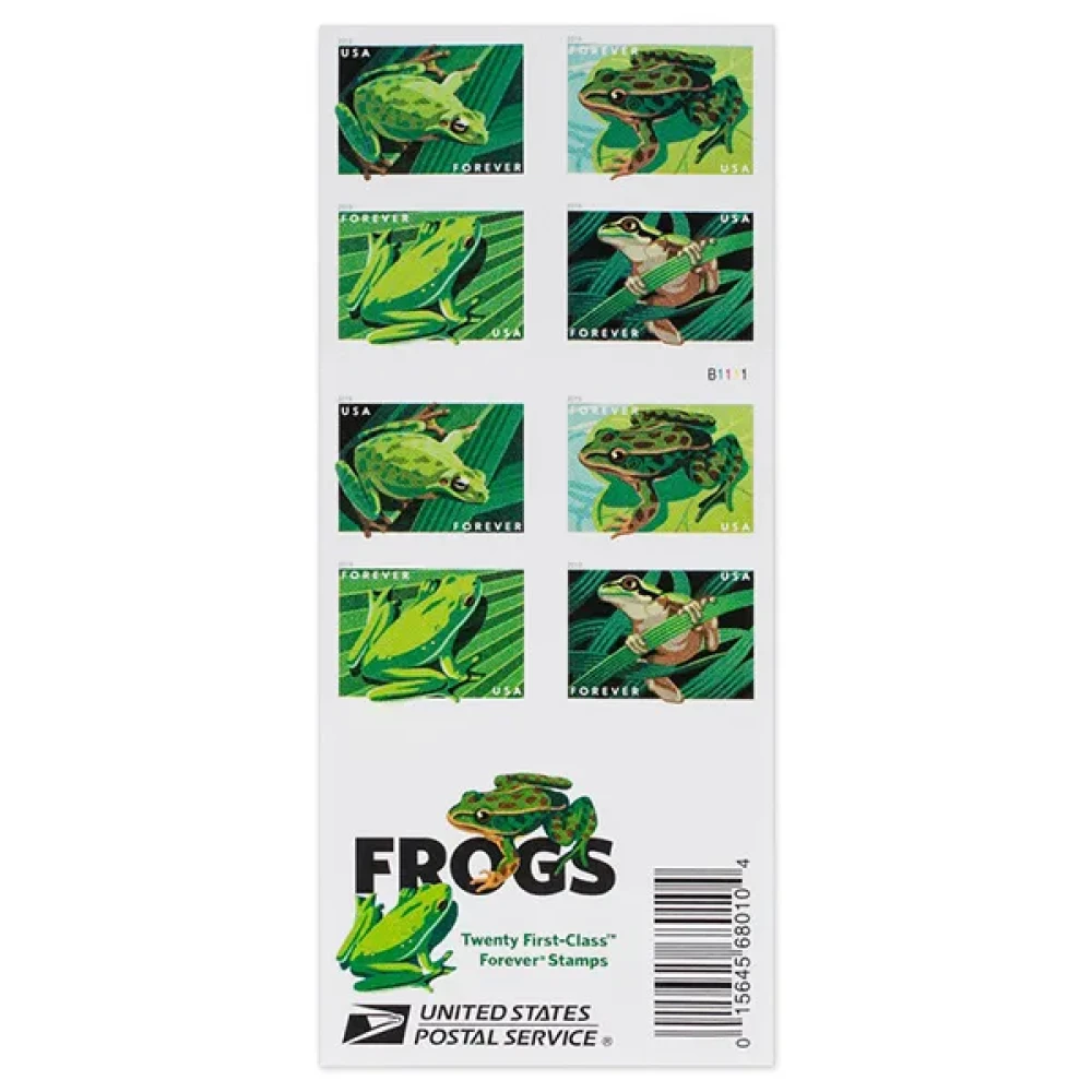 (2019) USPS Frogs Forever First Class Postage Stamps