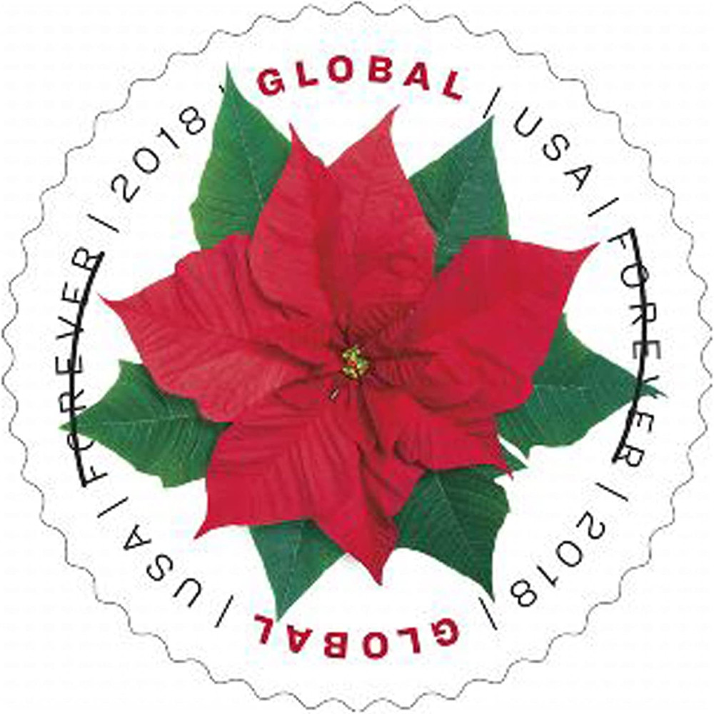 (2018) USPS Global Poinsettia First Class Forever Postage Stamps